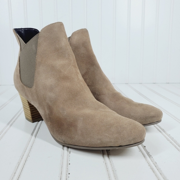 Sole Society Brown Taupe Suede Almond Toe Block Heel Ankle Boots i259 - Picture 4 of 14